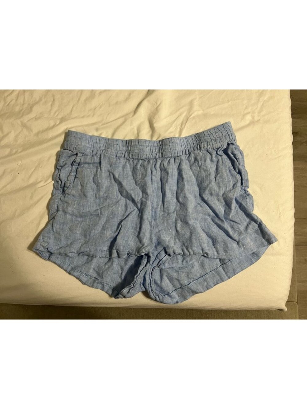 HIHO By Tortola BVI Blue Linen Ginger Short Size Large Pockets Pullon
